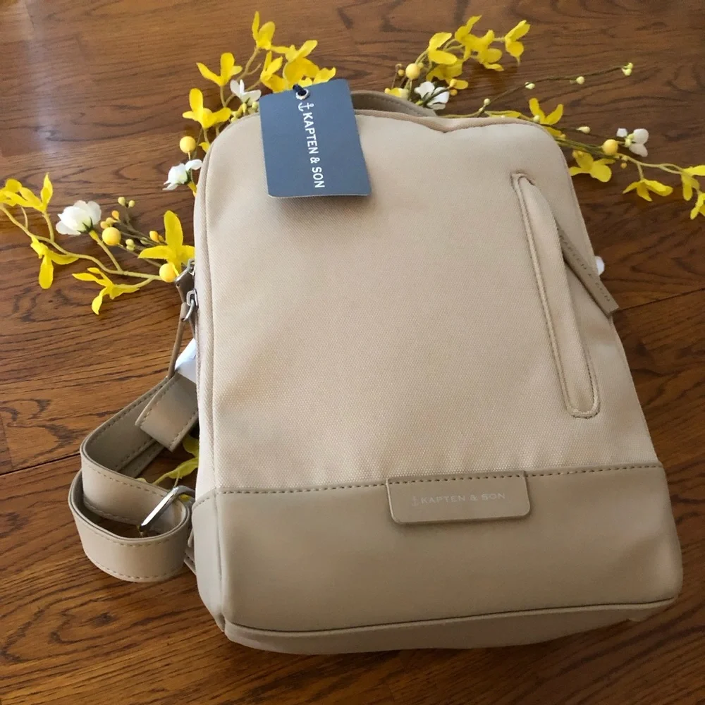 Kapten & Son Taupe vegan backpack/purse - Picture 1 of 5